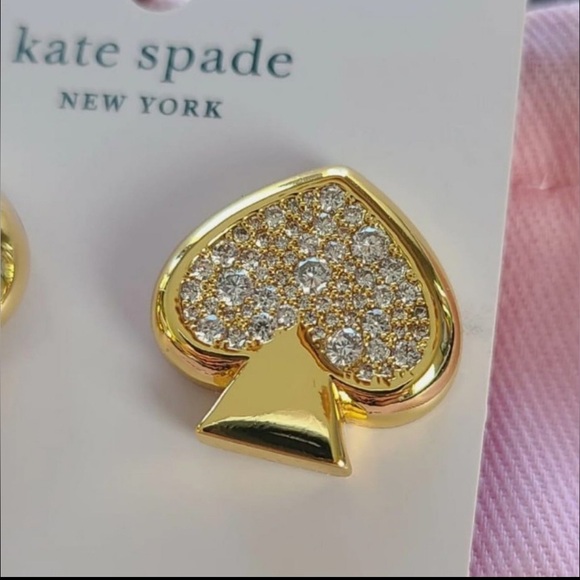 Kate Spade Earrings • Everyday Spade ♠️ • Chunk Paved Spade with Crystals - Picture 4 of 7